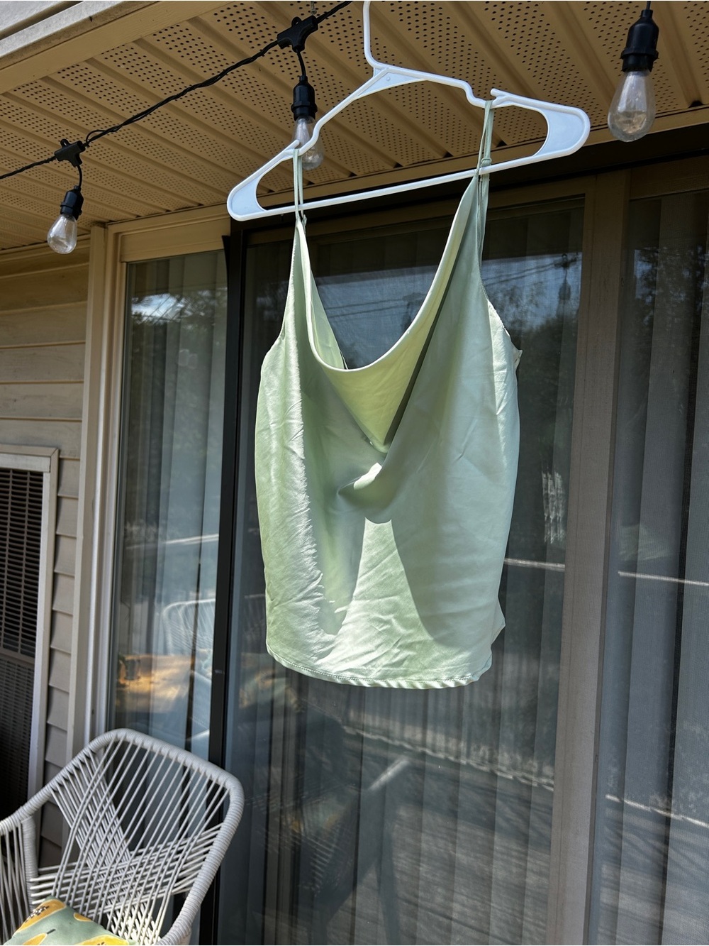 Green silky tank